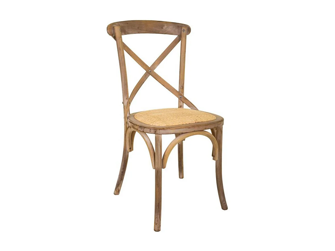 Sedia in legno e seduta in rattan