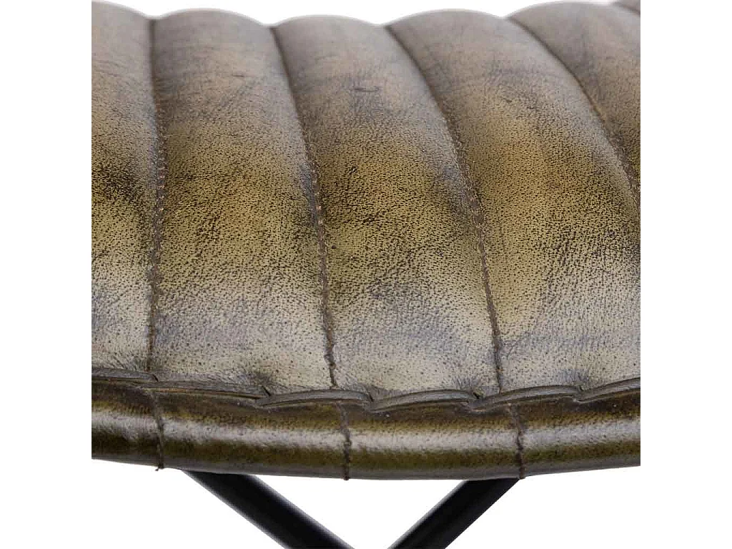 Panca in metallo grigio e pelle