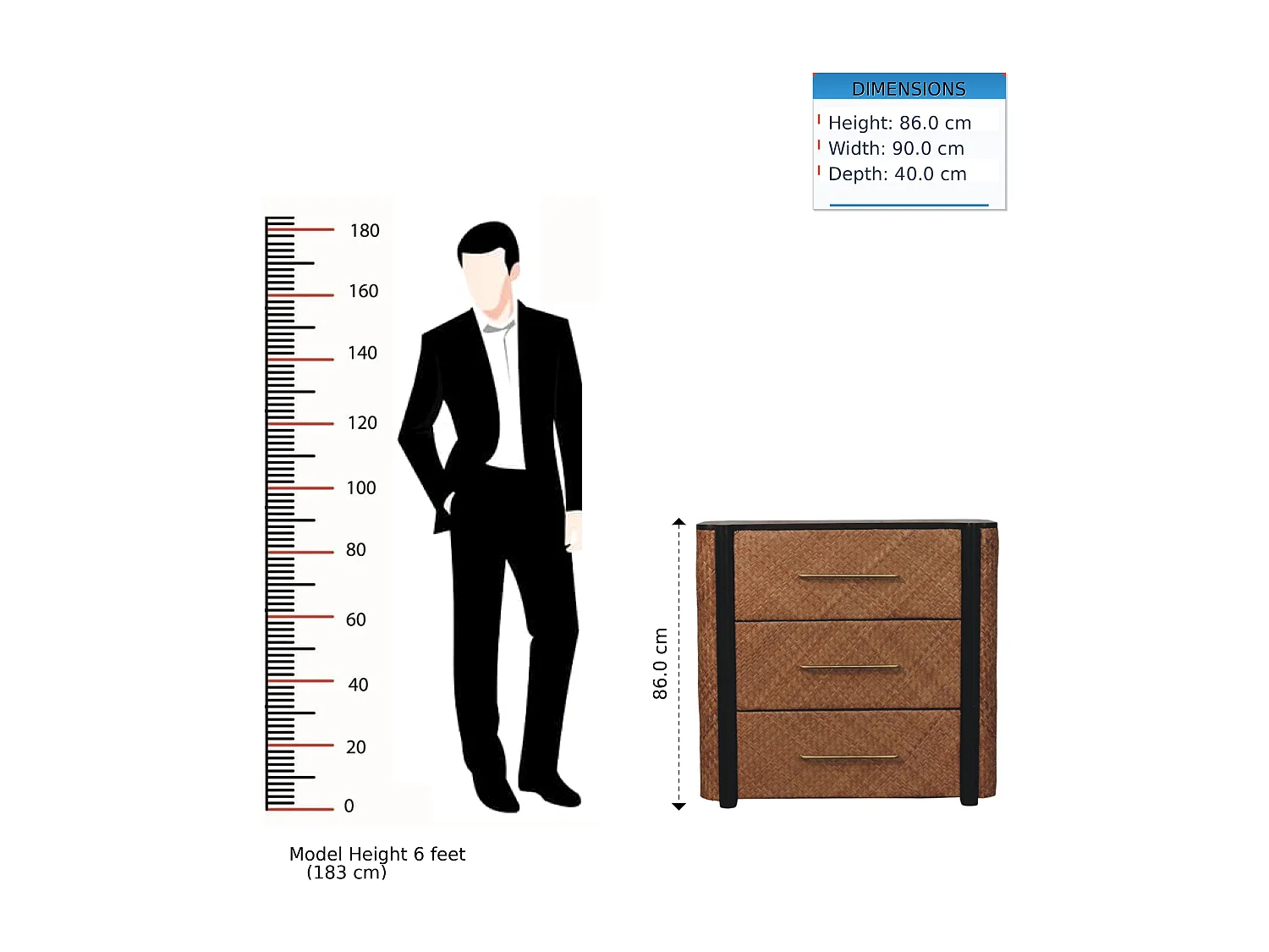 Artisan Furniture Commode Havana Commode Weave à 3 Tiroirs