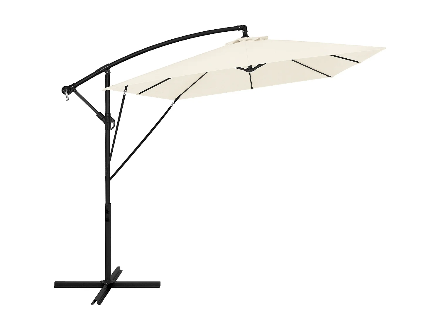 Parasol déporté Ø 330 cm beige en aluminium avec manivelle protection UV50+ tissu imperméable modèle inclinable et pivotant 360° jardin terrasse
