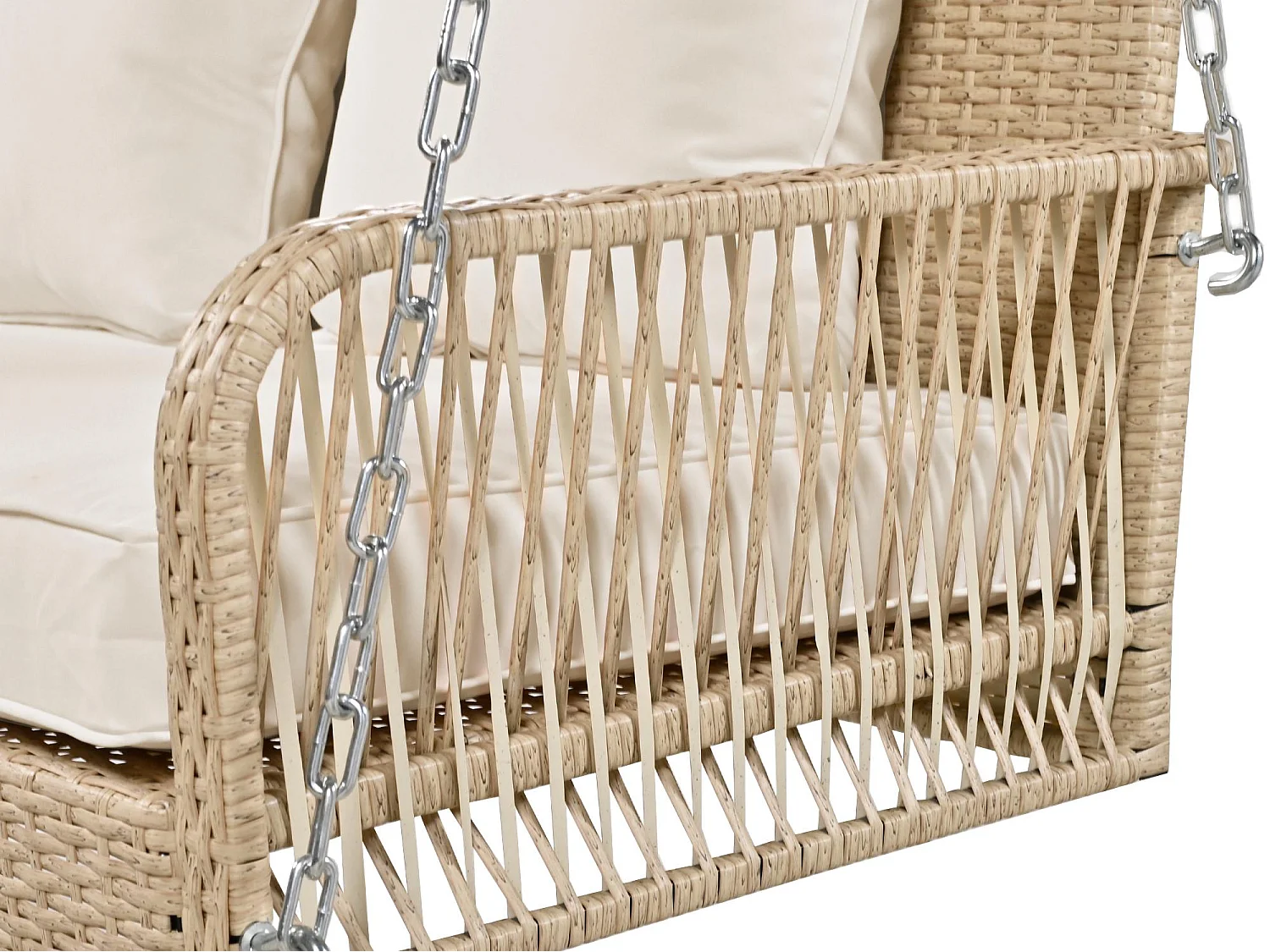 Balancelle de Jardin 2 Places en Rotin - avec Coussin Double Confortable et Housses Amovibles - Résistante aux UV et Intempéries - pour Jardin, Terrasse ou Balcon -