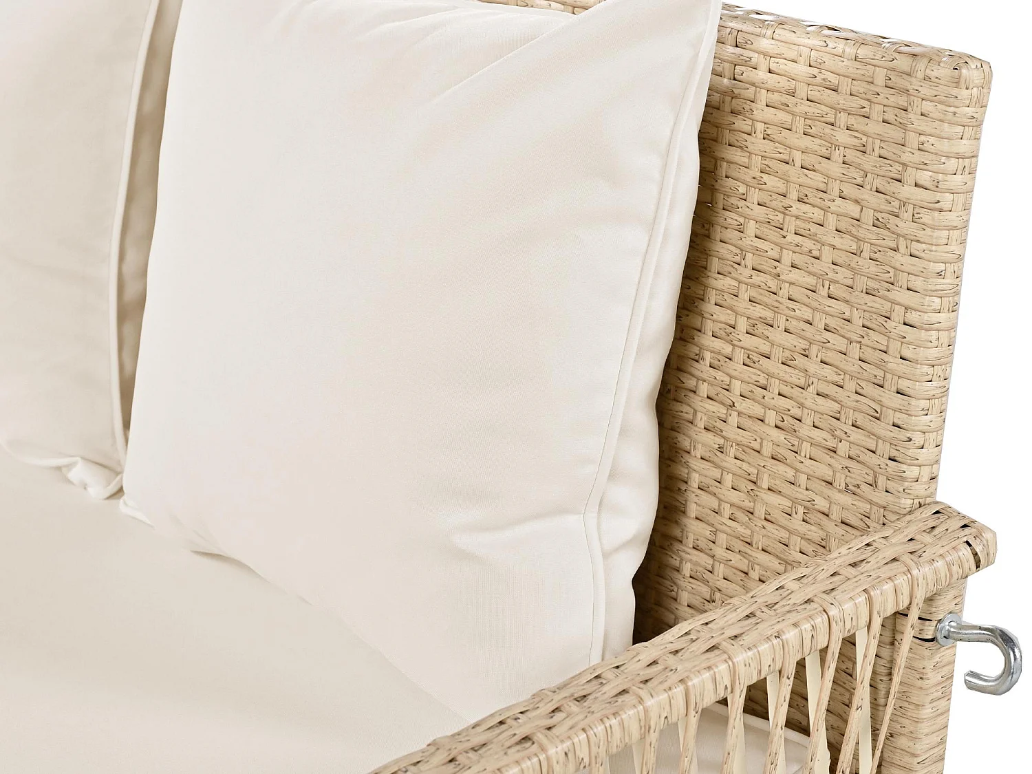 Balancelle de Jardin 2 Places en Rotin - avec Coussin Double Confortable et Housses Amovibles - Résistante aux UV et Intempéries - pour Jardin, Terrasse ou Balcon -