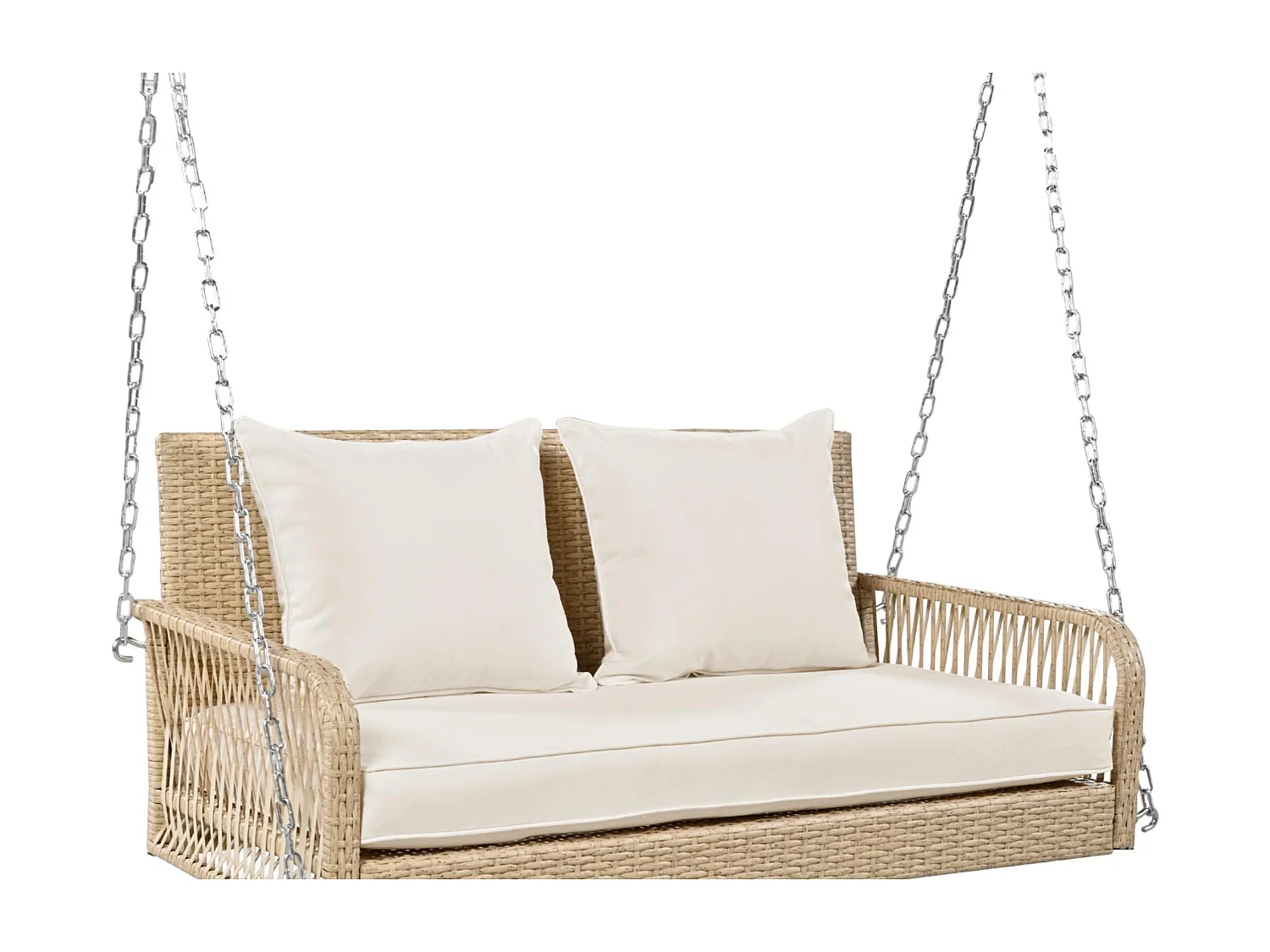 Balancelle de Jardin 2 Places en Rotin - avec Coussin Double Confortable et Housses Amovibles - Résistante aux UV et Intempéries - pour Jardin, Terrasse ou Balcon -