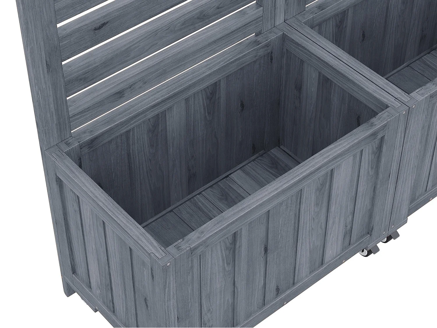 Tuin cache-pot met zwenkwielen - 102x32x152 cm - Klimplantenrek - 2 plantenbakken in duurzaam massief grenen - Ideaal voor balkon en terras