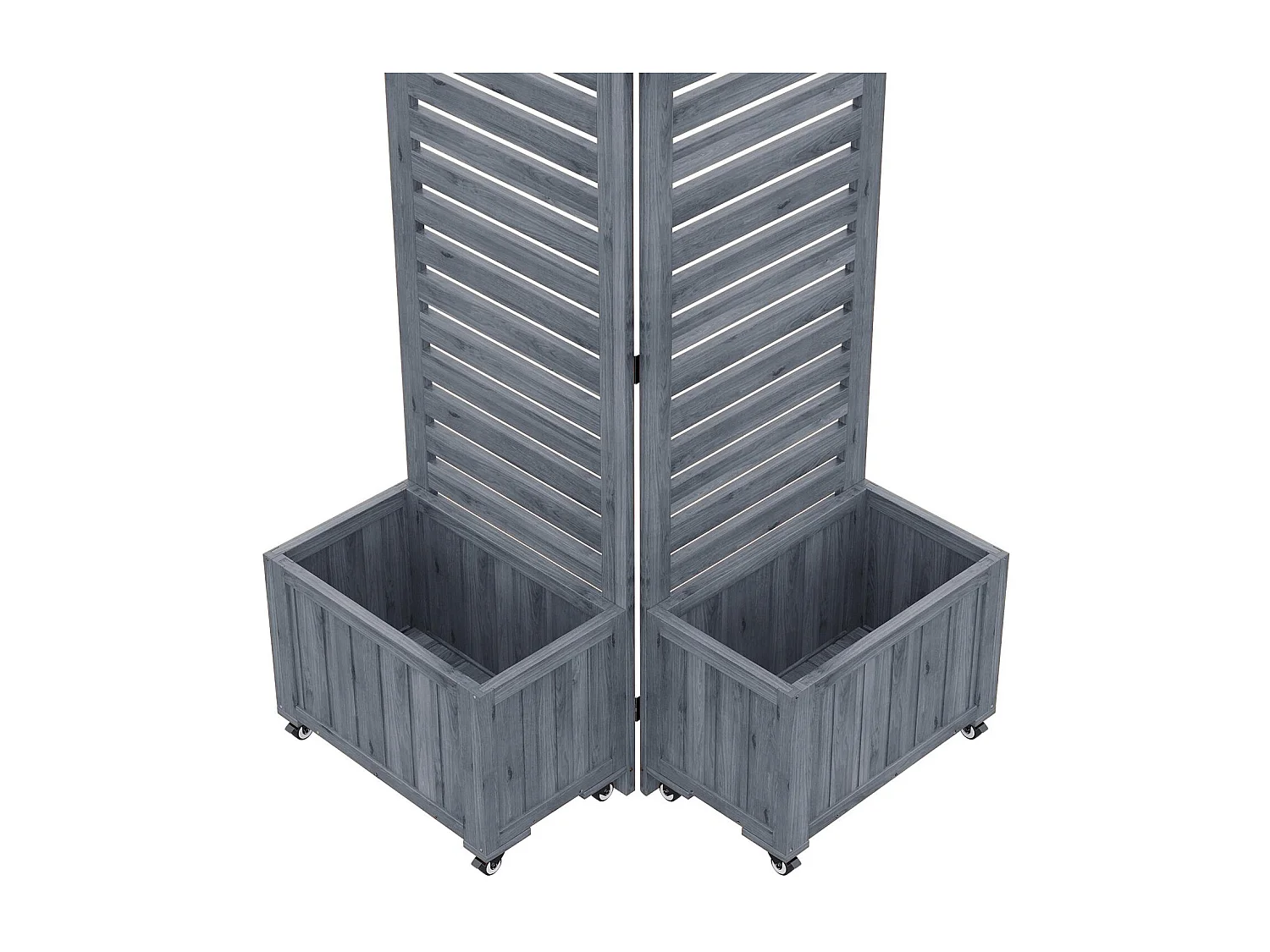 Tuin cache-pot met zwenkwielen - 102x32x152 cm - Klimplantenrek - 2 plantenbakken in duurzaam massief grenen - Ideaal voor balkon en terras