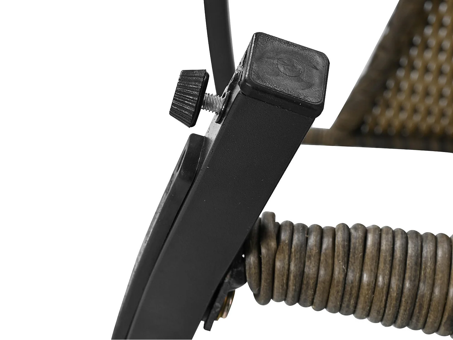 Conjunto Jardín - 2 Mecedoras con Mesa de Vidrio Templado - Respaldo Alto - Ratán Sintético y Acero Galvanizado - Carga Máx. 160kg - Para Terraza/Balcón/Jardín