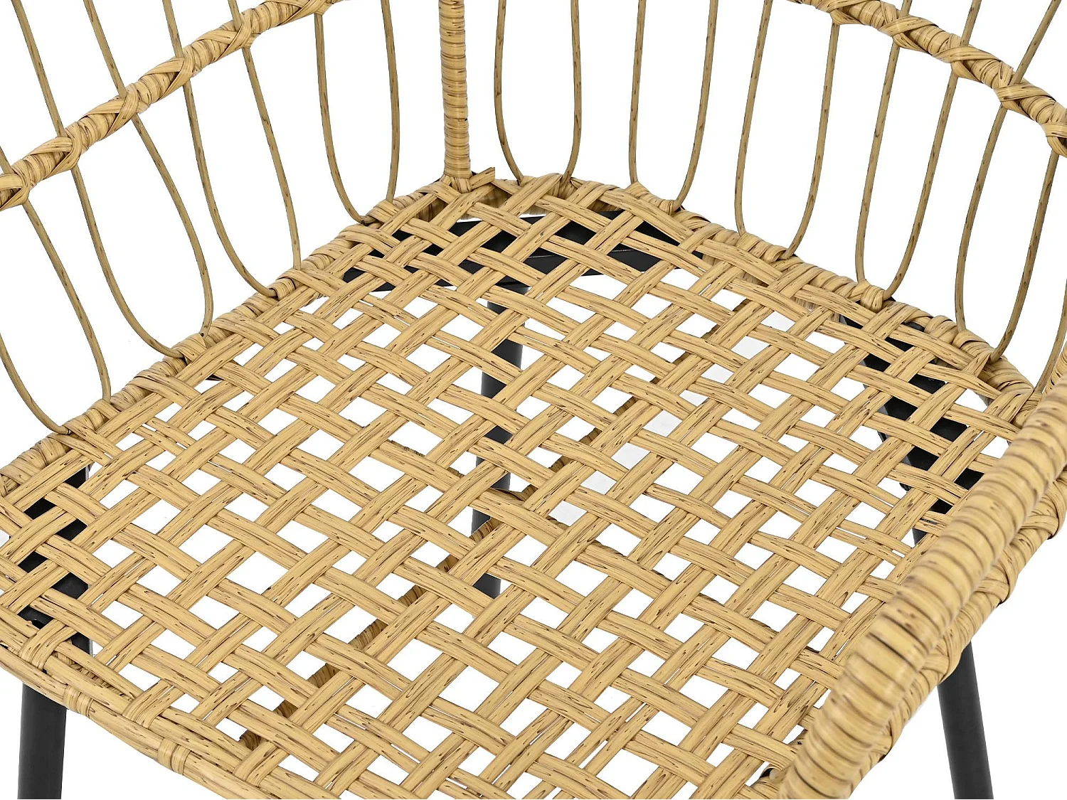 Conjunto Jardín 5 Piezas en Ratán Sintético con Cojines – Mesa y Sillas Bajas – Resistente a la Intemperie para Terraza y Jardín