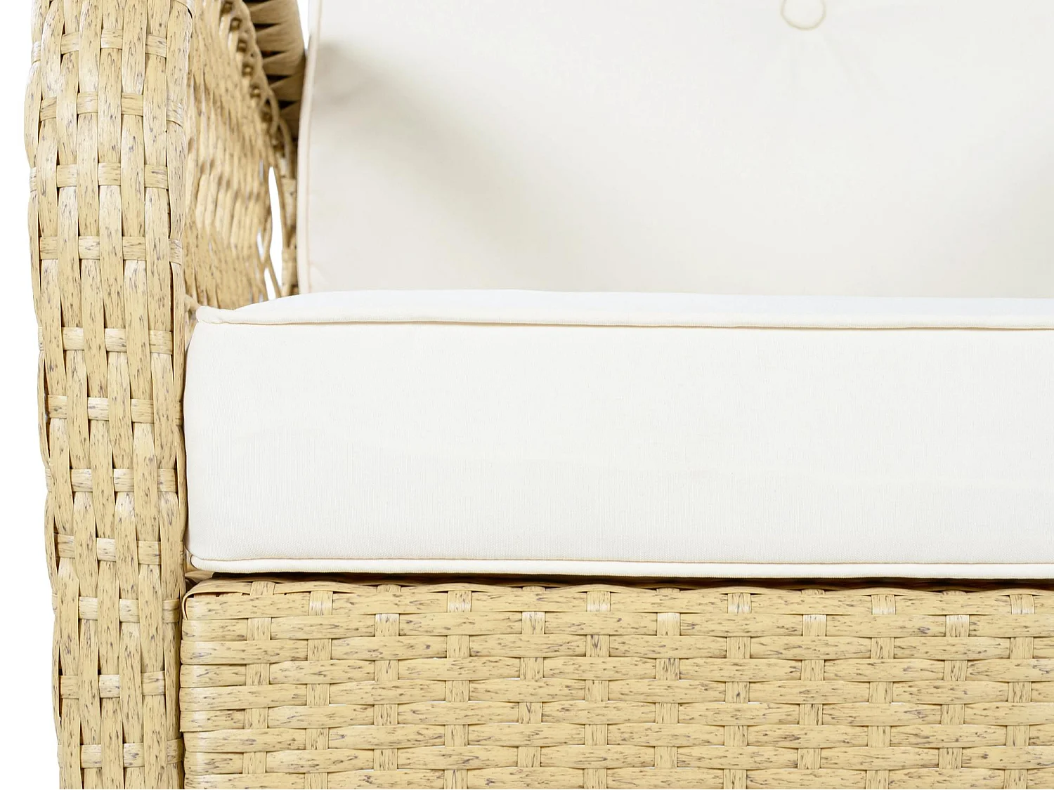 Conjunto Jardín - 2 Mecedoras con Mesa de Vidrio Templado - Respaldo Alto - Ratán Sintético y Acero Galvanizado - Carga Máx. 160kg - Para Terraza/Balcón/Jardín