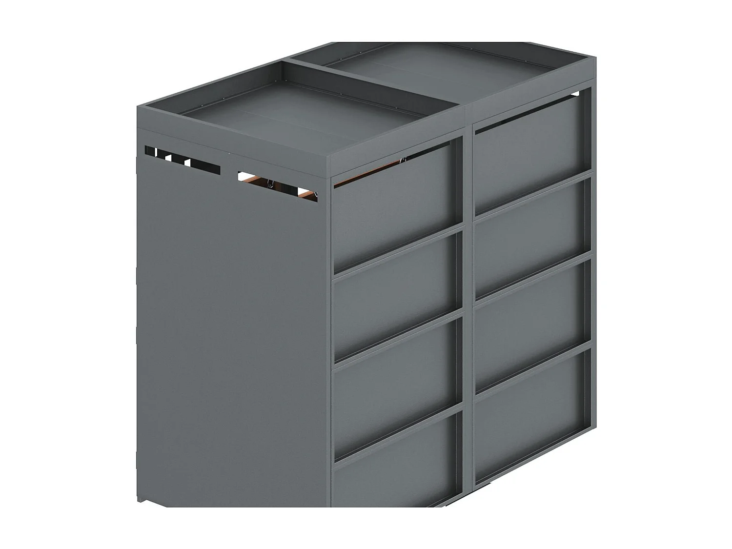 Abri pour Poubelles Double avec Toit Végétalisable - Pour 2 Poubelles 120-240L - En Acier Galvanisé - Design Moderne avec Serrure et Chaînes - 132x80x125 cm