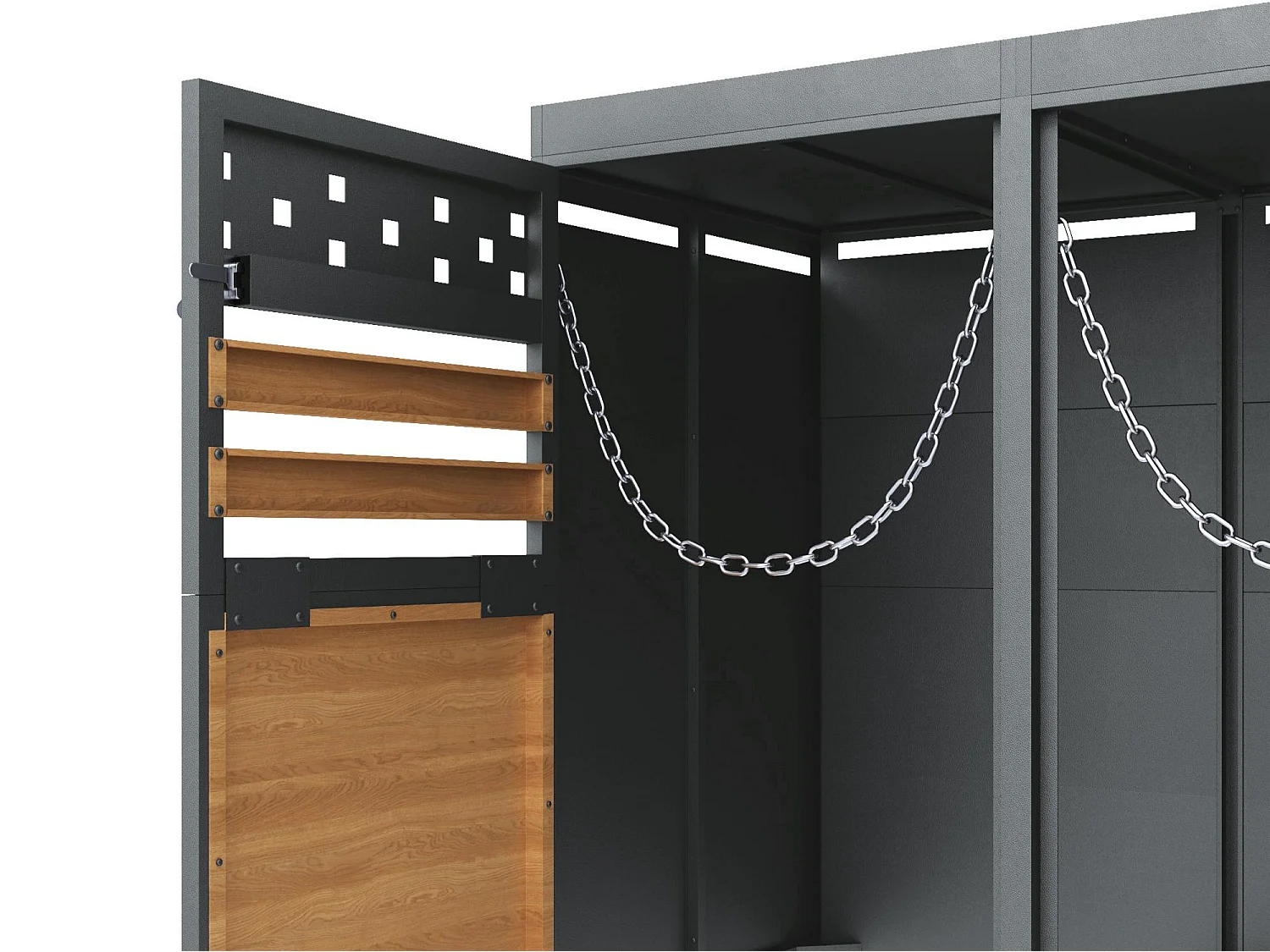 Abri pour Poubelles Double avec Toit Végétalisable - Pour 2 Poubelles 120-240L - En Acier Galvanisé - Design Moderne avec Serrure et Chaînes - 132x80x125 cm