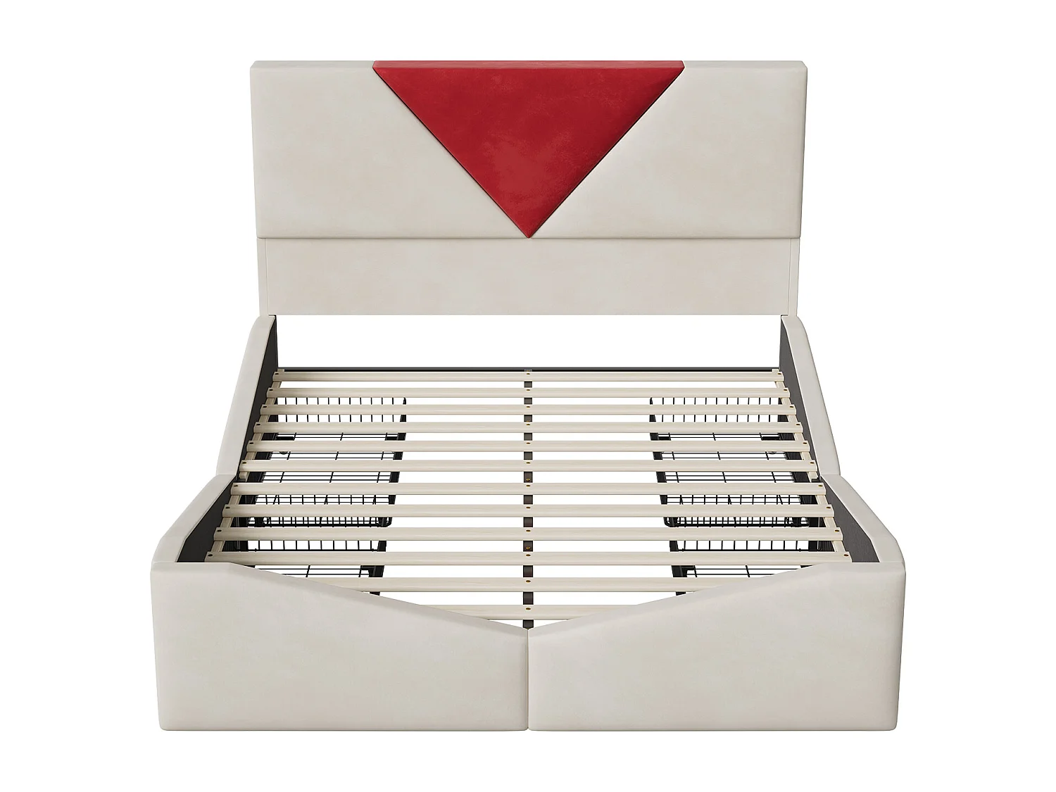 Lit double rembourré avec 4 tiroirs de rangement - Cadres de lit avec base à lames et tête de lit design unique - 140x190cm - Velvet