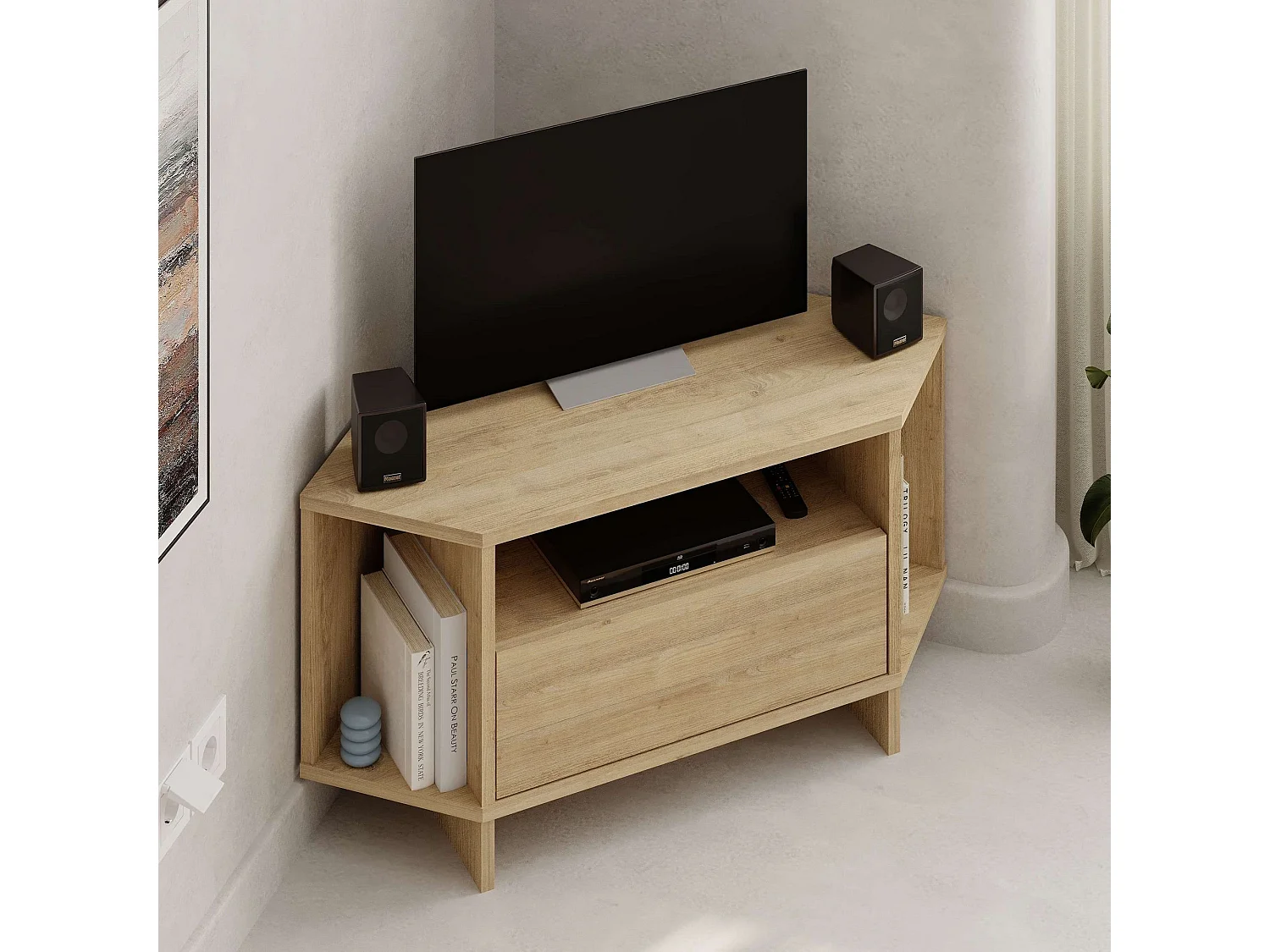 Meuble TV en bois "Viva" - 95 x 35 x 45 cm - Beige