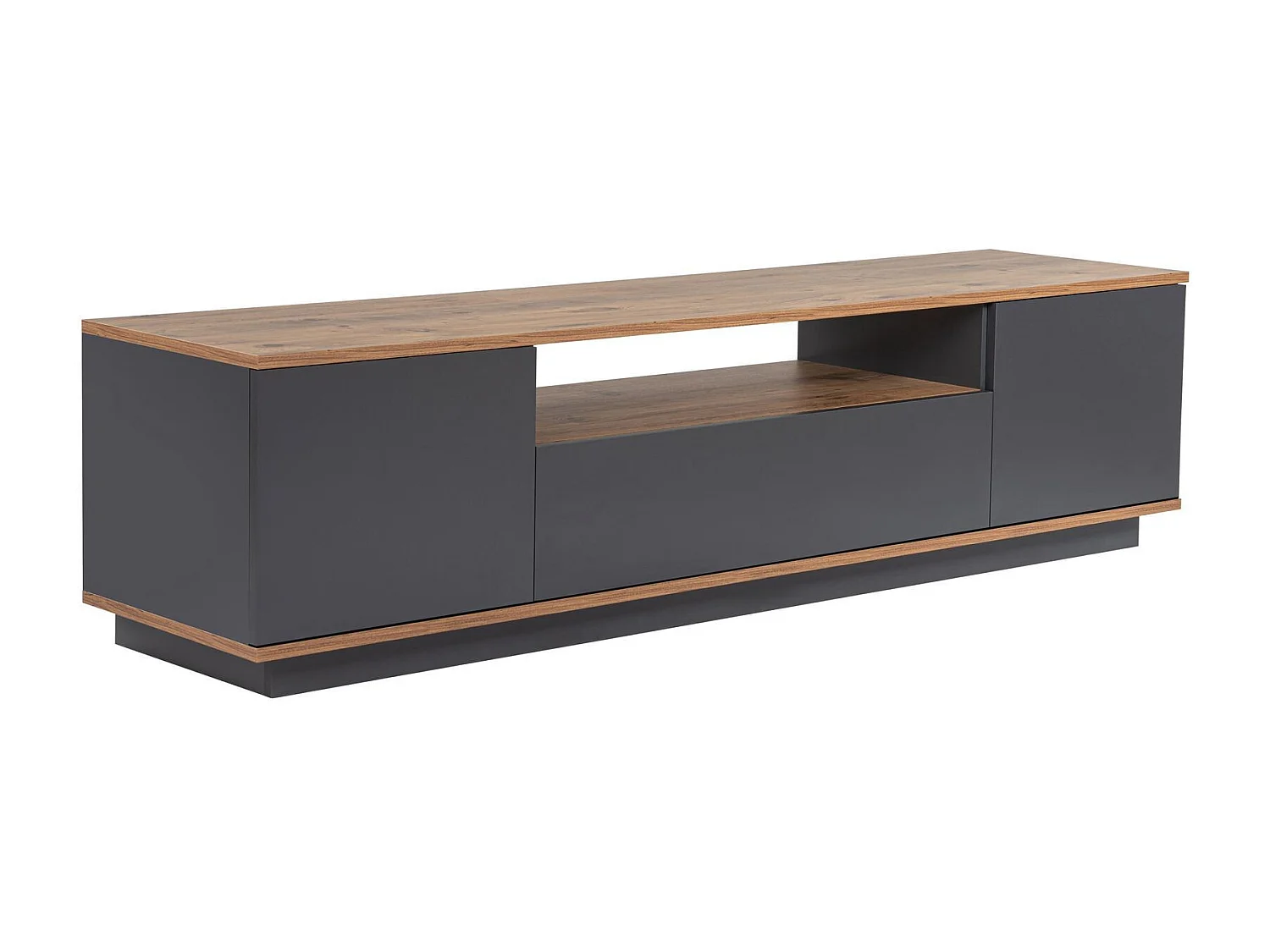 Meuble TV en bois "Veramont" - 180 x 44 x 44 cm - Gris anthracite