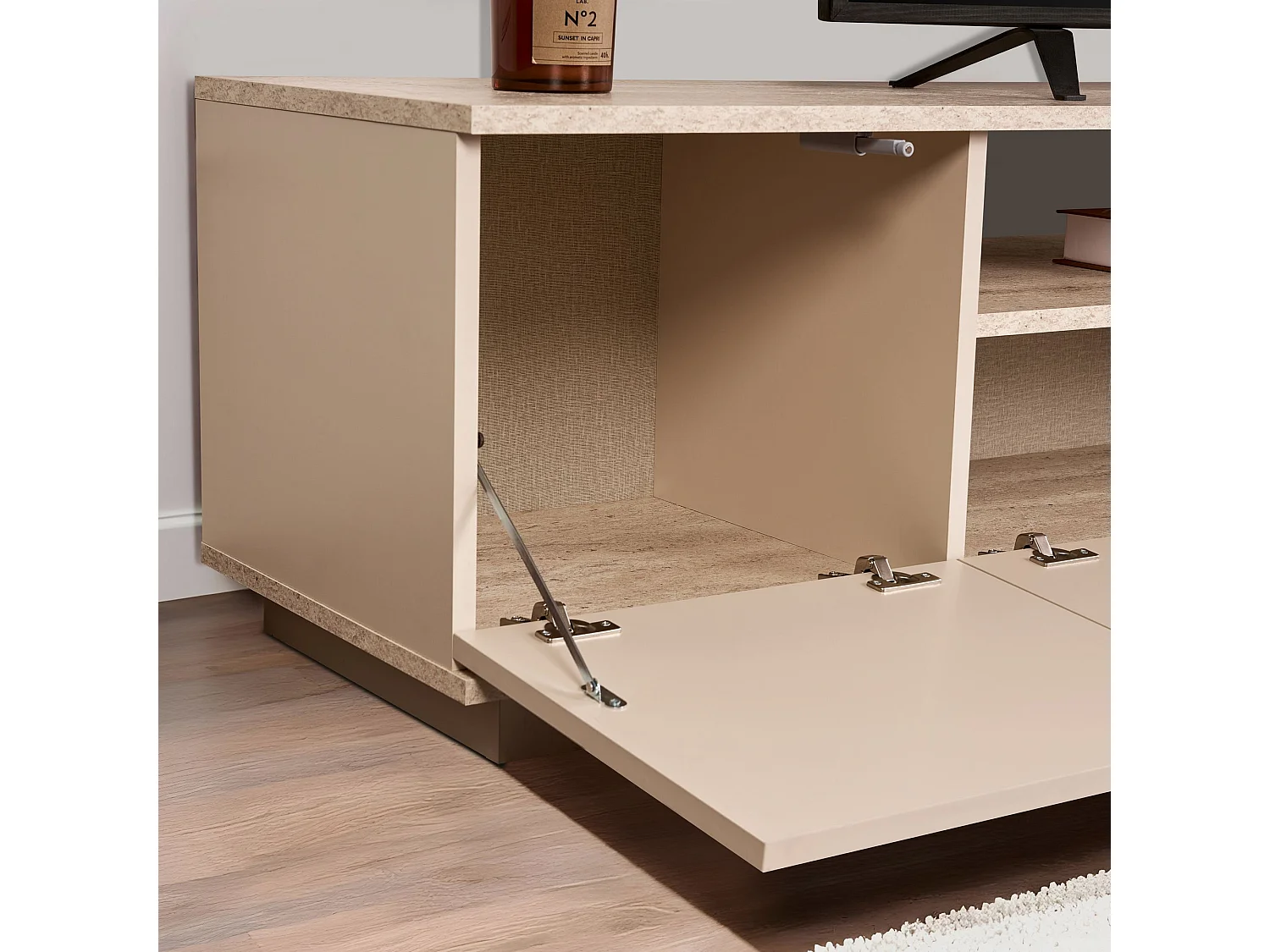 Meuble TV en bois "Veramont" - 180 x 44 x 44 cm - Beige