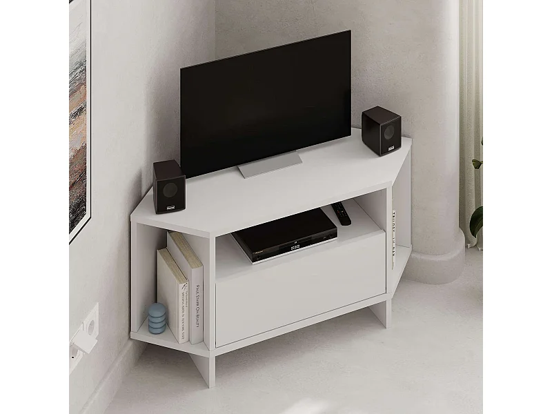 Meuble TV en bois "Viva" - 95 x 35 x 45 cm - Blanc