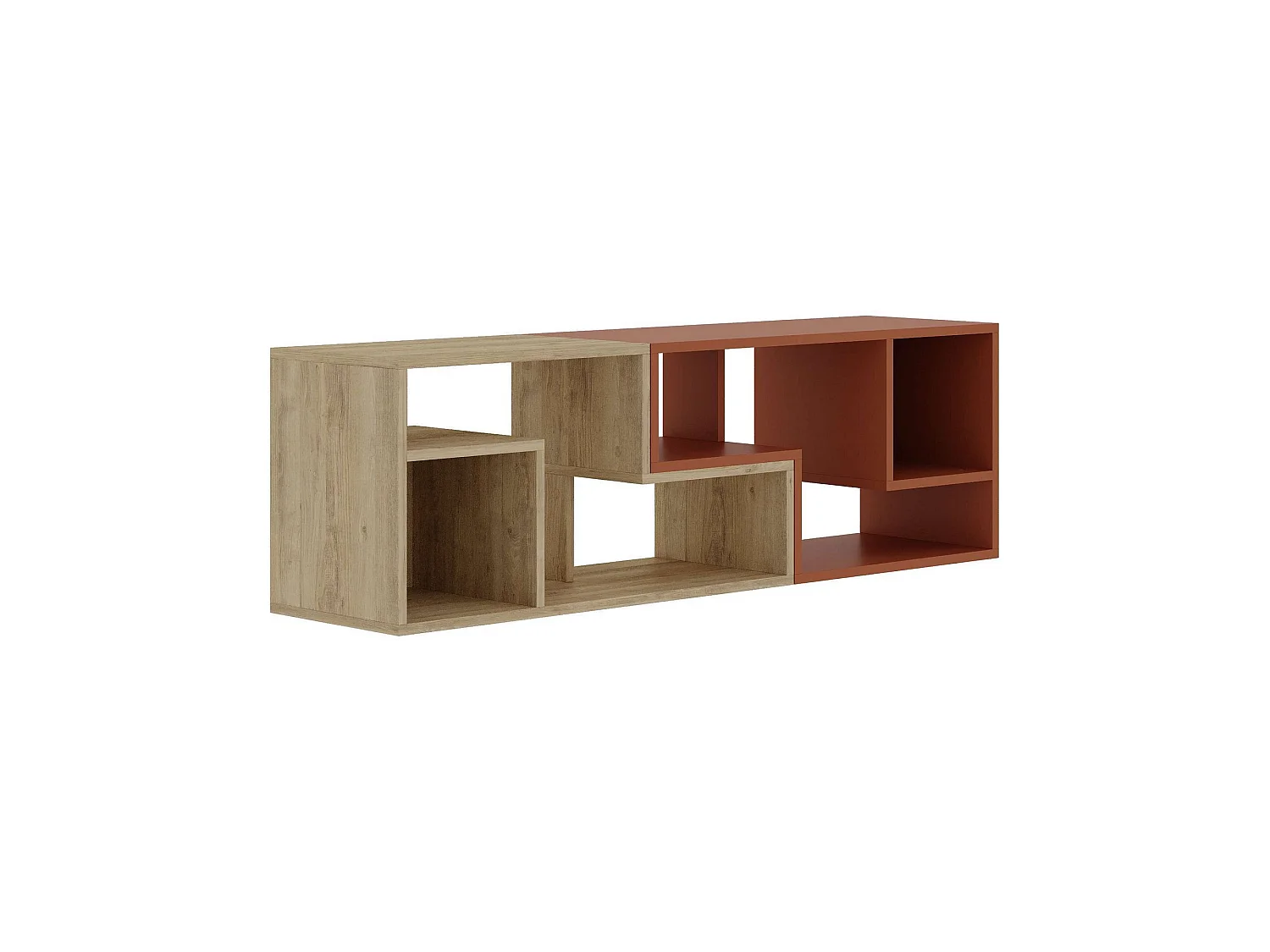 Modulaire Houten TV-standaard "Glis" - Terracotta - 145 x 35 x 44 cm