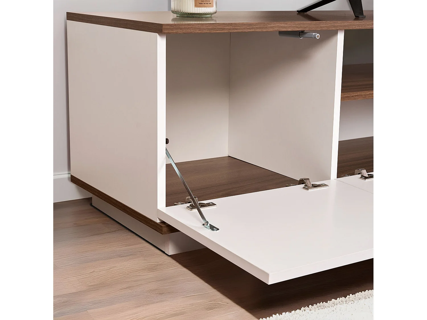 Meuble TV en bois "Veramont" - 180 x 44 x 44 cm - Marron foncé