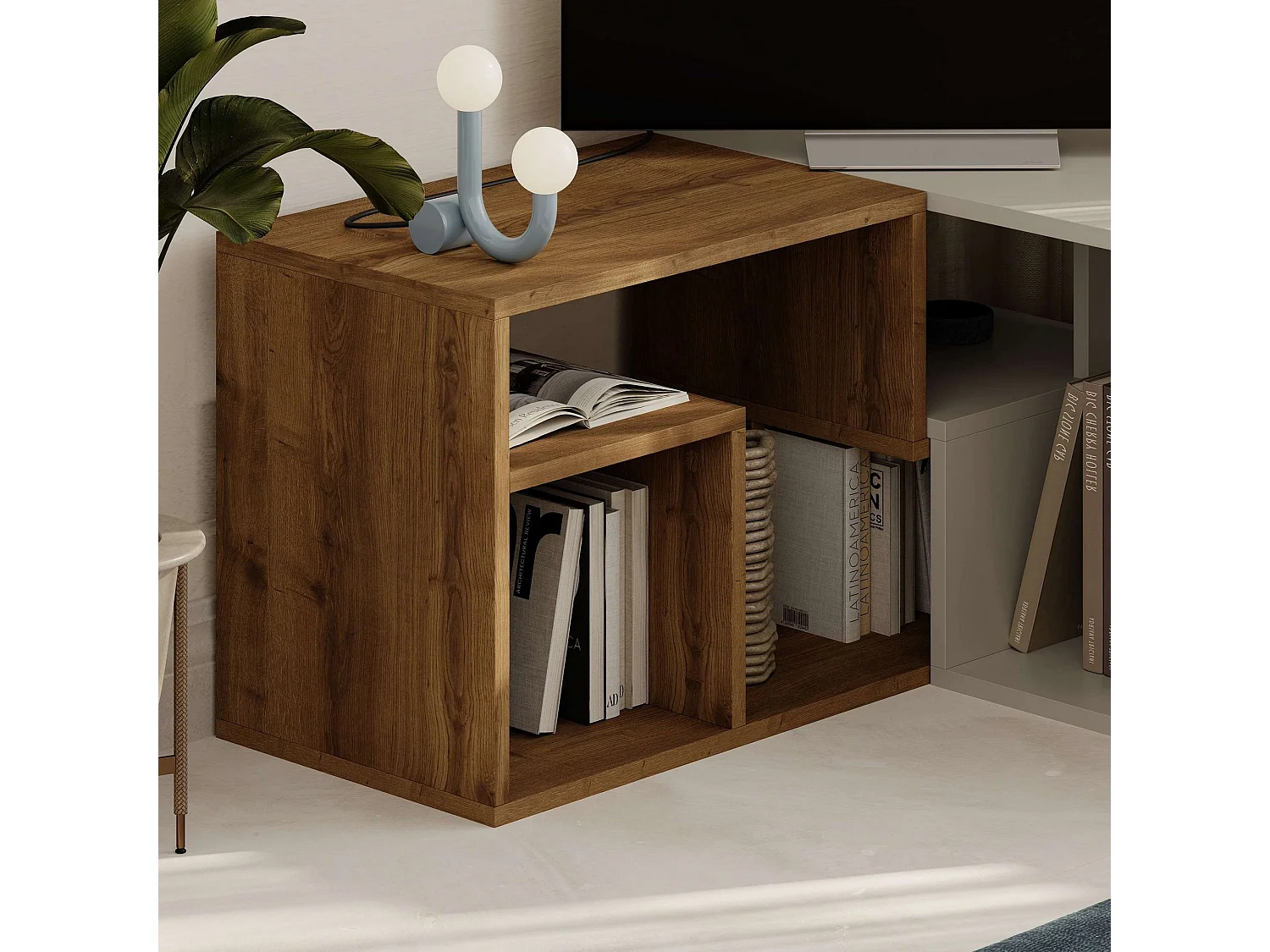 Modulaire Houten TV-standaard "Glis" - Beige 145 x 35 x 44 cm