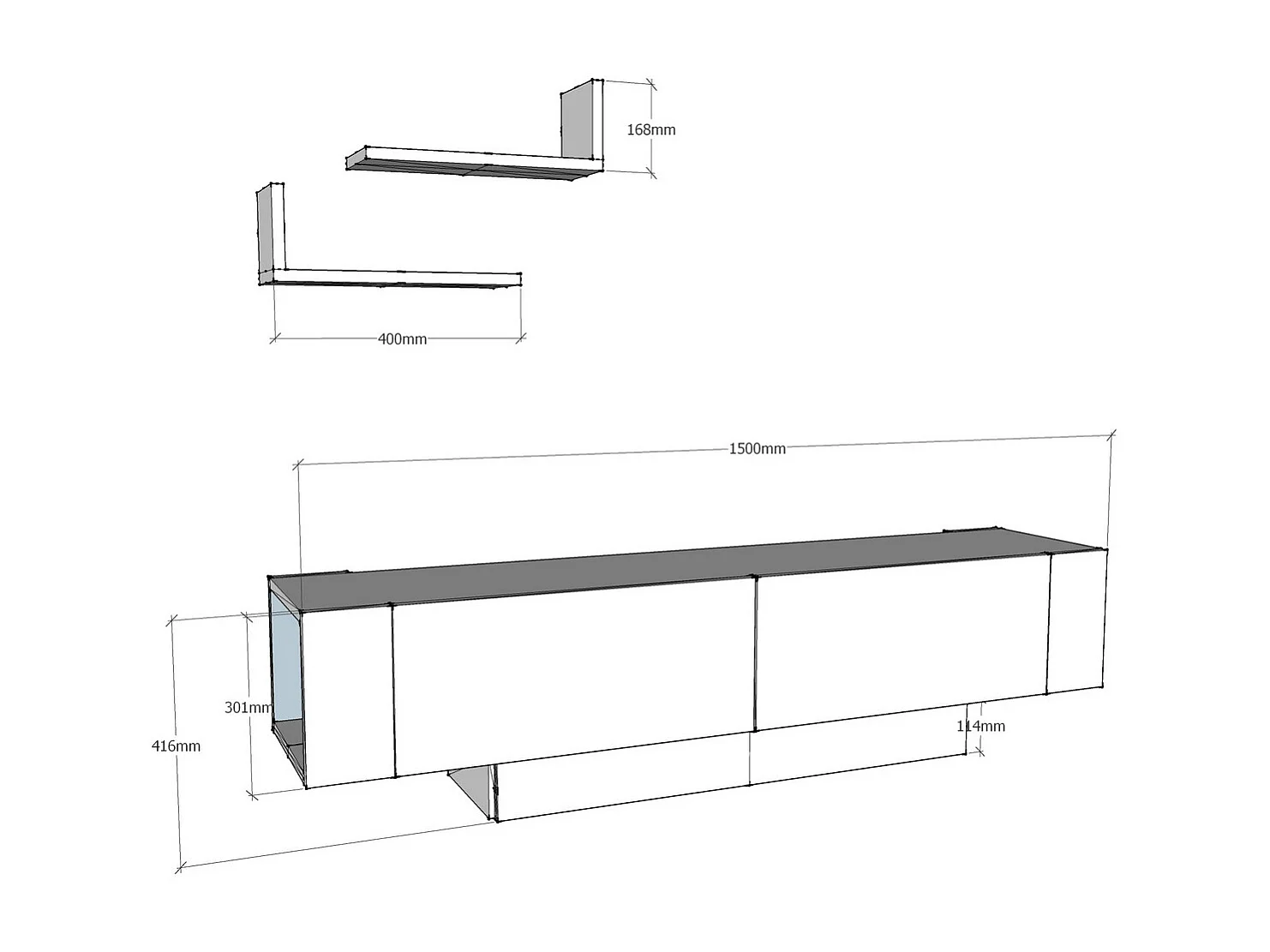 Meuble TV en bois "Matera" - 150 x 31 x 41 cm - Marron