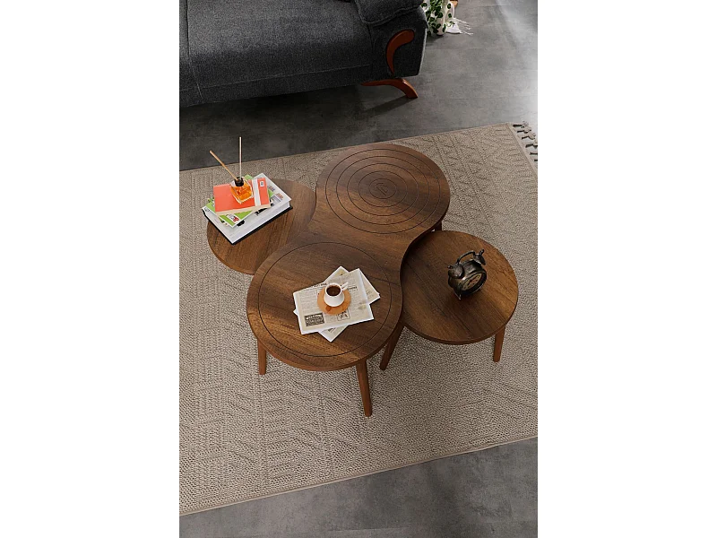 Ensemble de table basse en bois "Marlo" 100 x 50 x 45 cm - Noyer