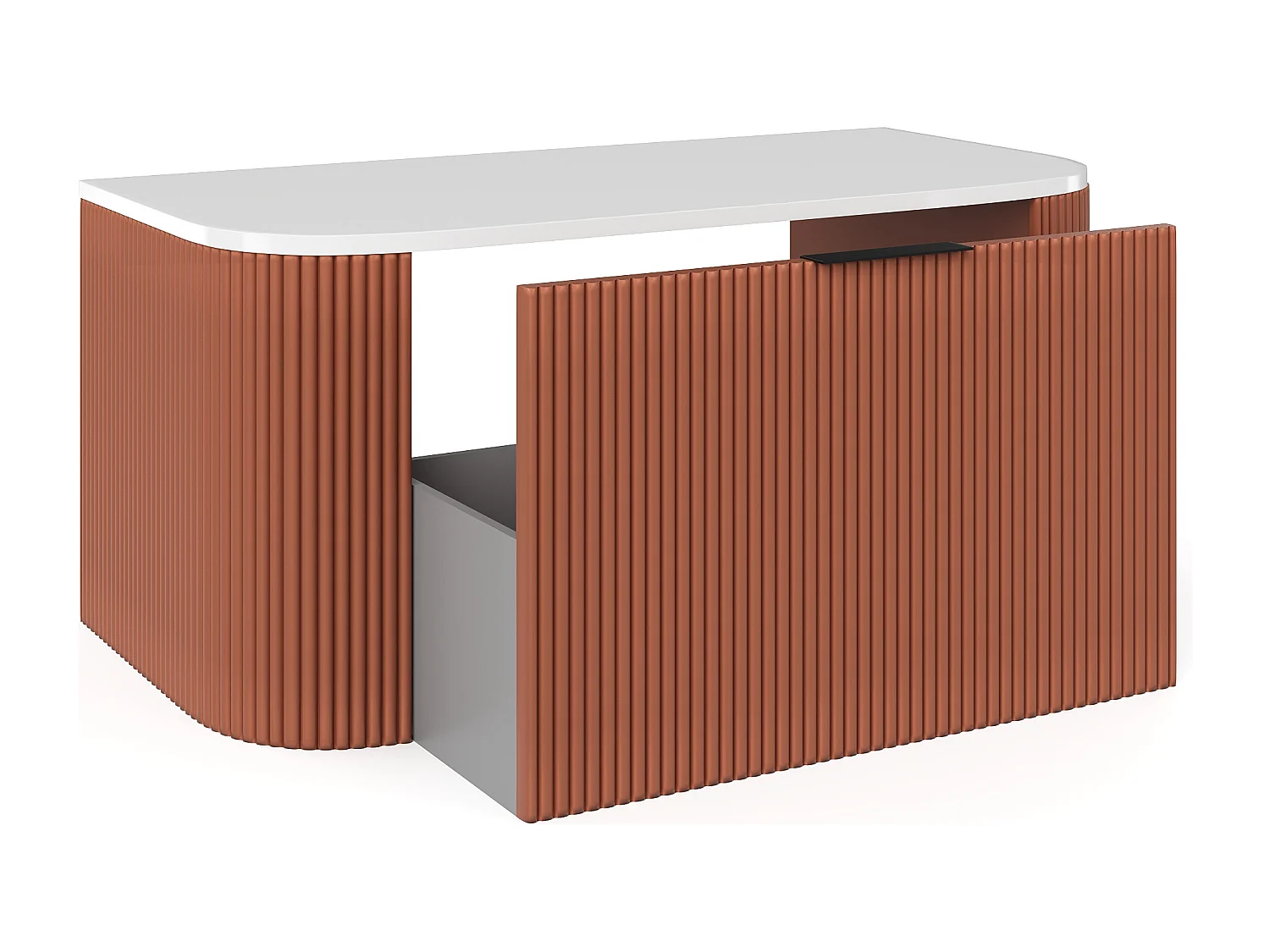 Meuble sous vasque suspendu strié - Terracotta mat - 100 cm - LOMERI