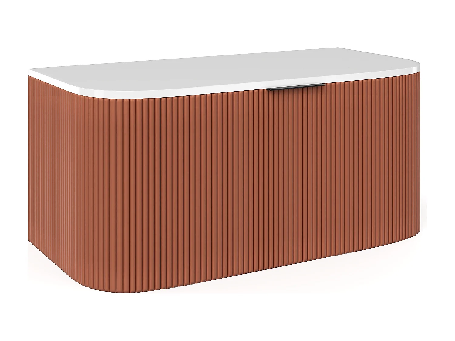 Meuble sous vasque suspendu strié - Terracotta mat - 100 cm - LOMERI