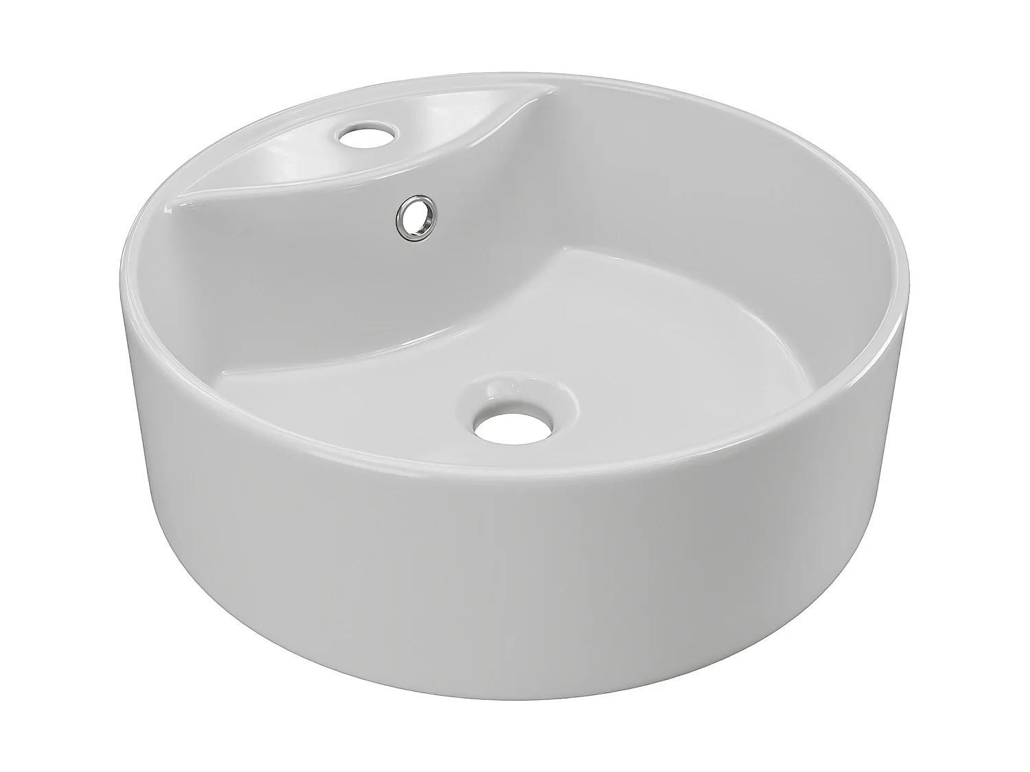 Meuble de salle de bain suspendu strié avec vasque à poser ronde - Terracotta mat - 100 cm - LOMERI