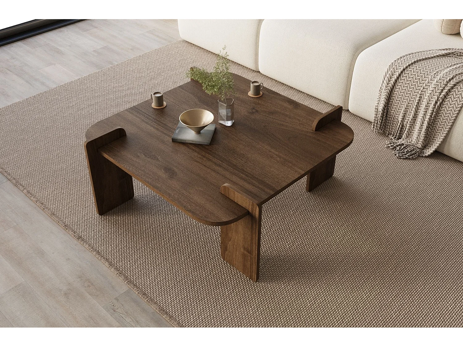 Table basse en bois "Woog" 90 x 90 x 35 cm - Noyer