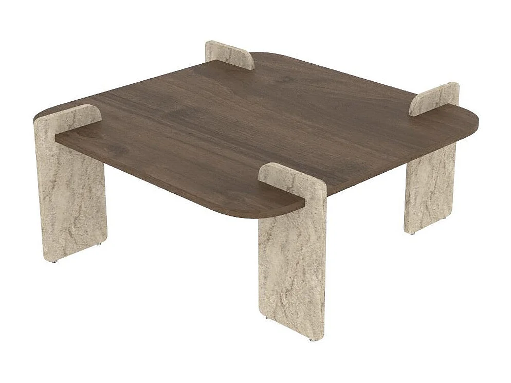 Table basse en bois "Afrolli" - 90 x 90 x 35 cm - Marron