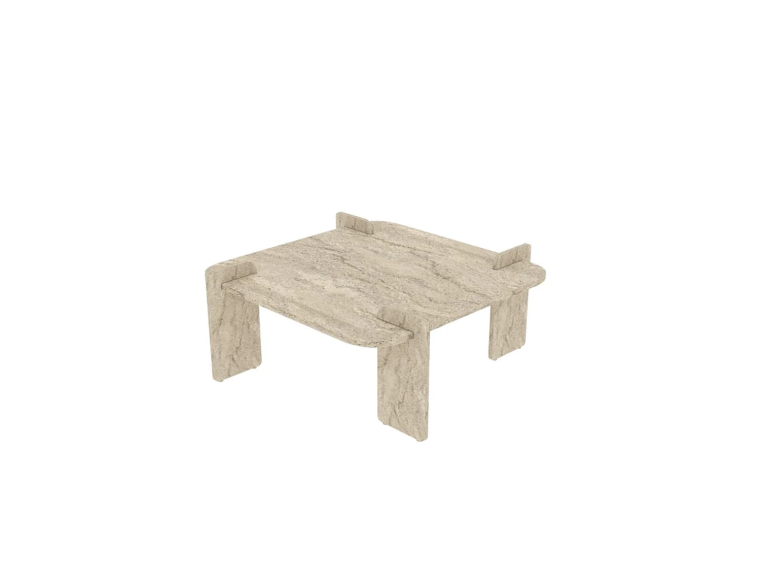 Modernt Travertin Trä Kaffebord "Woog" 90 x 90 x 35 cm - Elegant Design