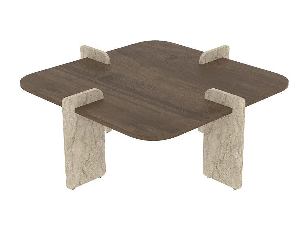 Table basse en bois "Poalla" - 90 x 90 x 35 cm - Marron