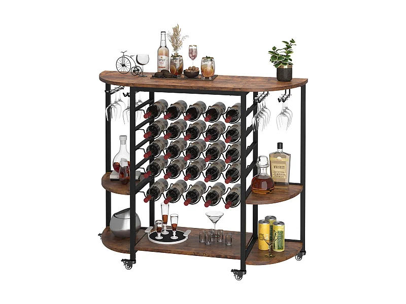Dripex Étagère à vin 25 Bouteilles, Meuble Rangement avec 4 Rangées Porte-Verres, Buffet de Cuisine, 119.6 x 40 x 101cm