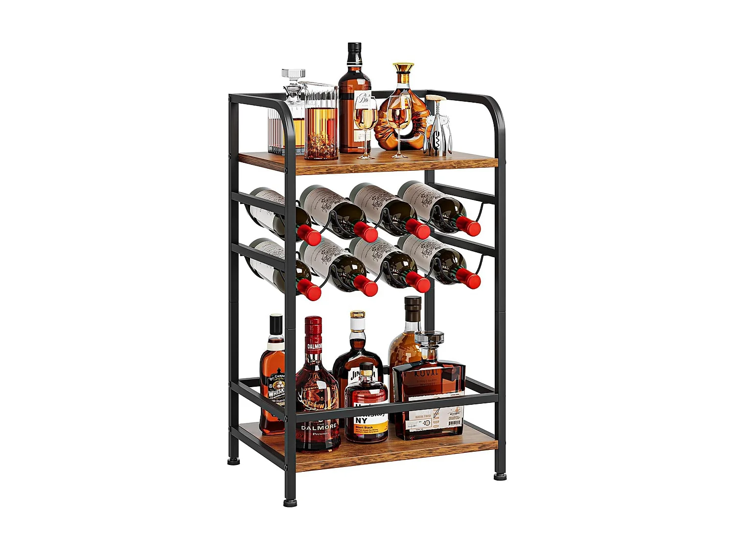 Dripex Étagère à vin à 4 étages, Petite étagère à Bouteilles pour 8 Bouteilles, Porte-Bouteilles autoportant, 43 x 30 x 75 cm