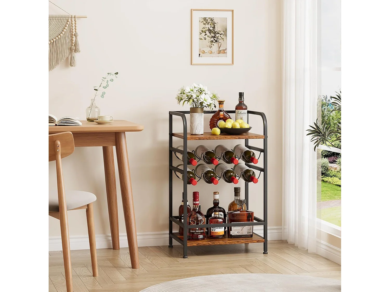 Dripex Étagère à vin à 4 étages, Petite étagère à Bouteilles pour 8 Bouteilles, Porte-Bouteilles autoportant, 43 x 30 x 75 cm