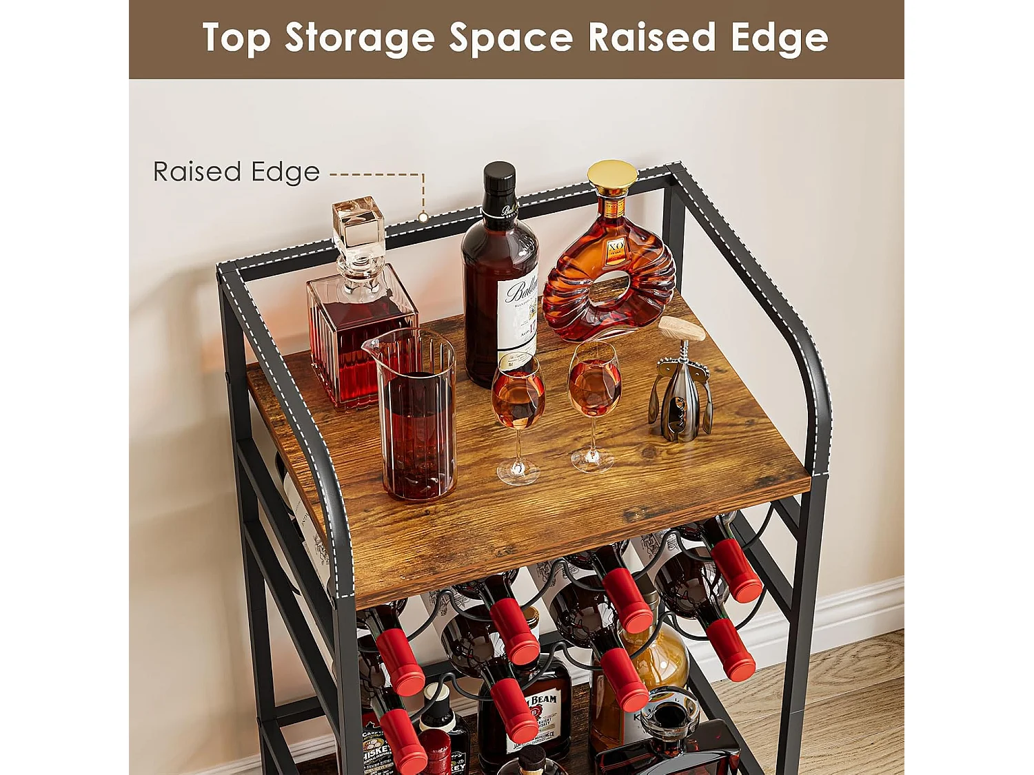 Dripex Étagère à vin à 4 étages, Petite étagère à Bouteilles pour 8 Bouteilles, Porte-Bouteilles autoportant, 43 x 30 x 75 cm