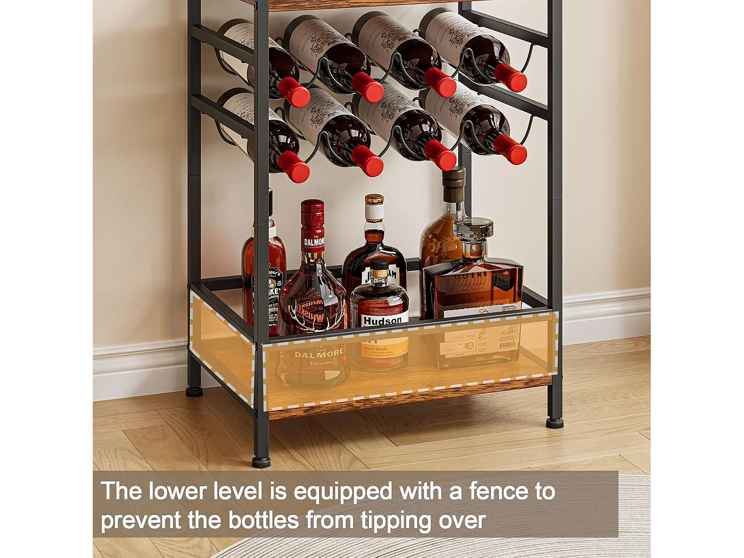 Dripex Étagère à vin à 4 étages, Petite étagère à Bouteilles pour 8 Bouteilles, Porte-Bouteilles autoportant, 43 x 30 x 75 cm