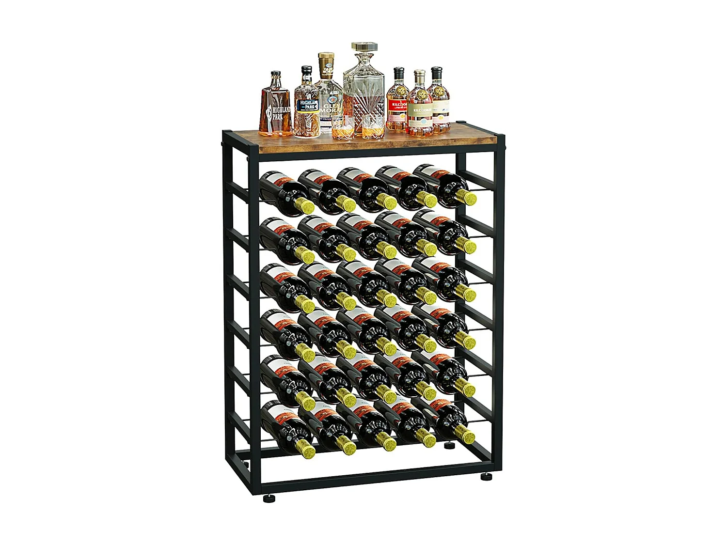 Dripex Étagère à vin pour 30 Bouteilles, étagère à Bouteilles avec 6 étages, Porte-Bouteille avec Plateau de Table 59 x 30 x 88 cm