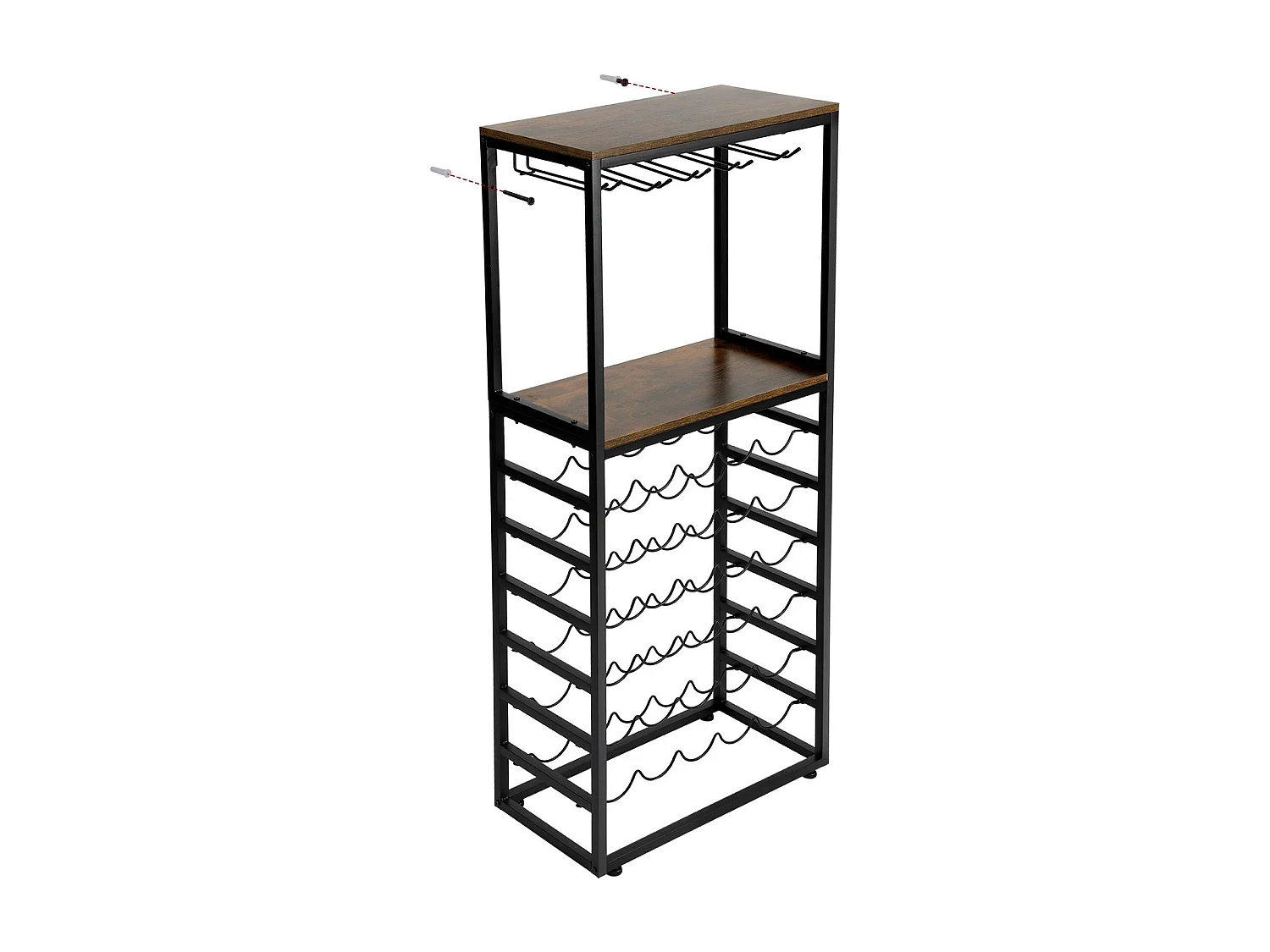 Dripex Étagère à vin pour 30 Bouteilles, étagère à Bouteilles Autonome avec Support en Verre et Plateau de Table, Salle à Manger, 59 x 30 x 141 cm