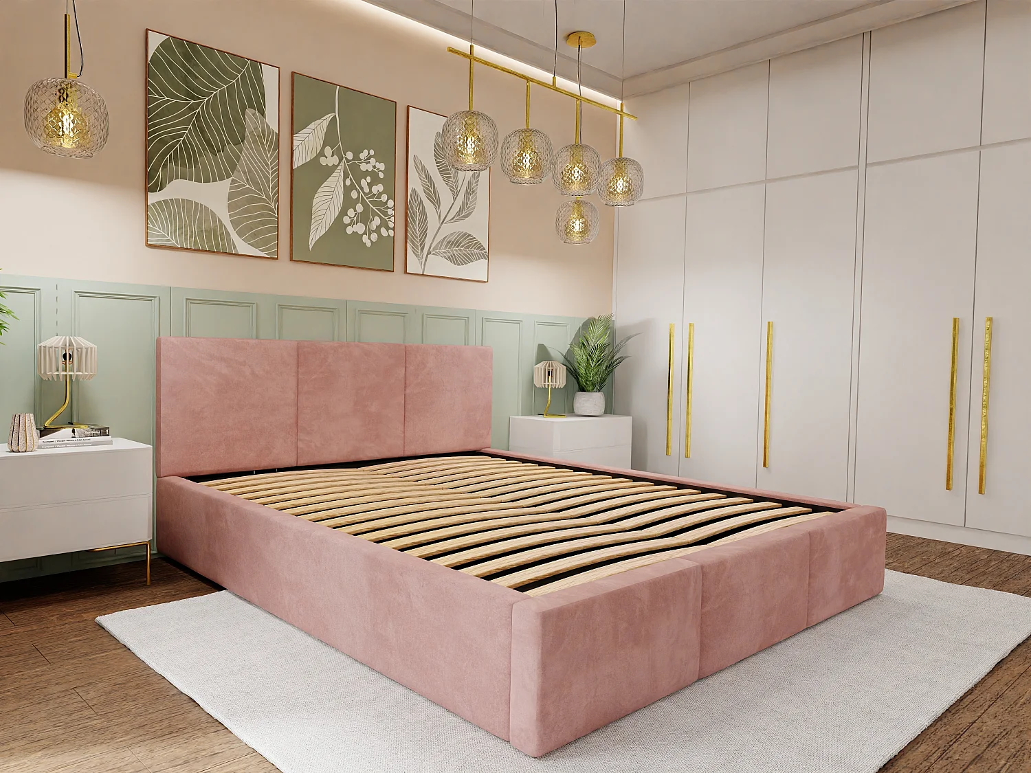 Muralo POLSTERBETT für Schlafzimmer Polsterbett mit Bettkasten und Gasdruckfeder Bett mit Polsterkopfteil Bett 120x200 Bett mit Stauraum Rosa