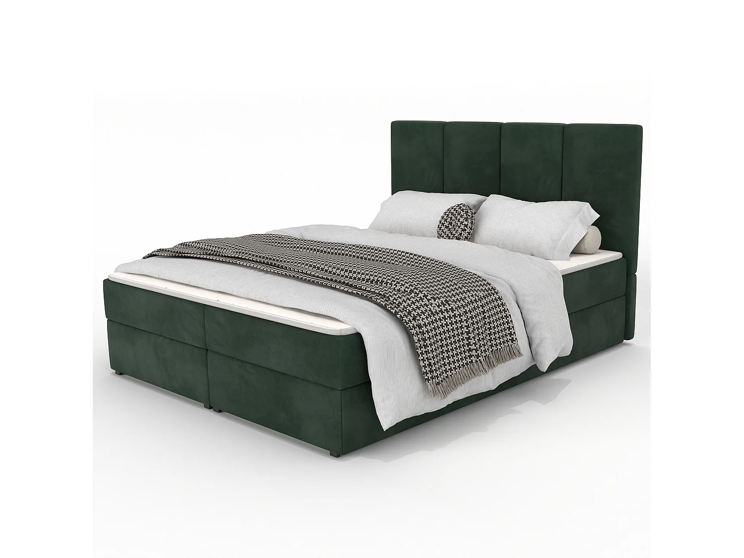 Bed Continentaal 180x200 cm Gestoffeerd Dubbel Met Matras Flessengroen Velours Magic Velvet