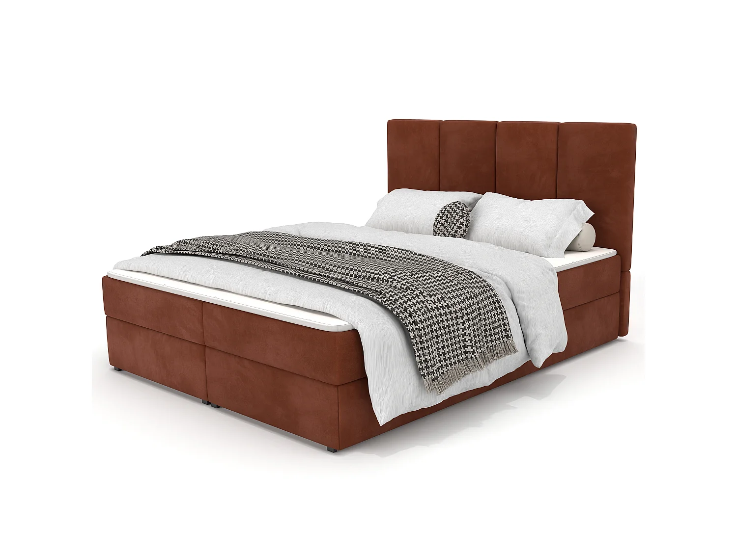 Muralo KONTINENTALBETT für Schlafzimmer Polsterbett mit zwei Bettkasten Bett mit Polsterkopfteil Doppelbett 140x200 Bett mit Stauraum Honigfarbe