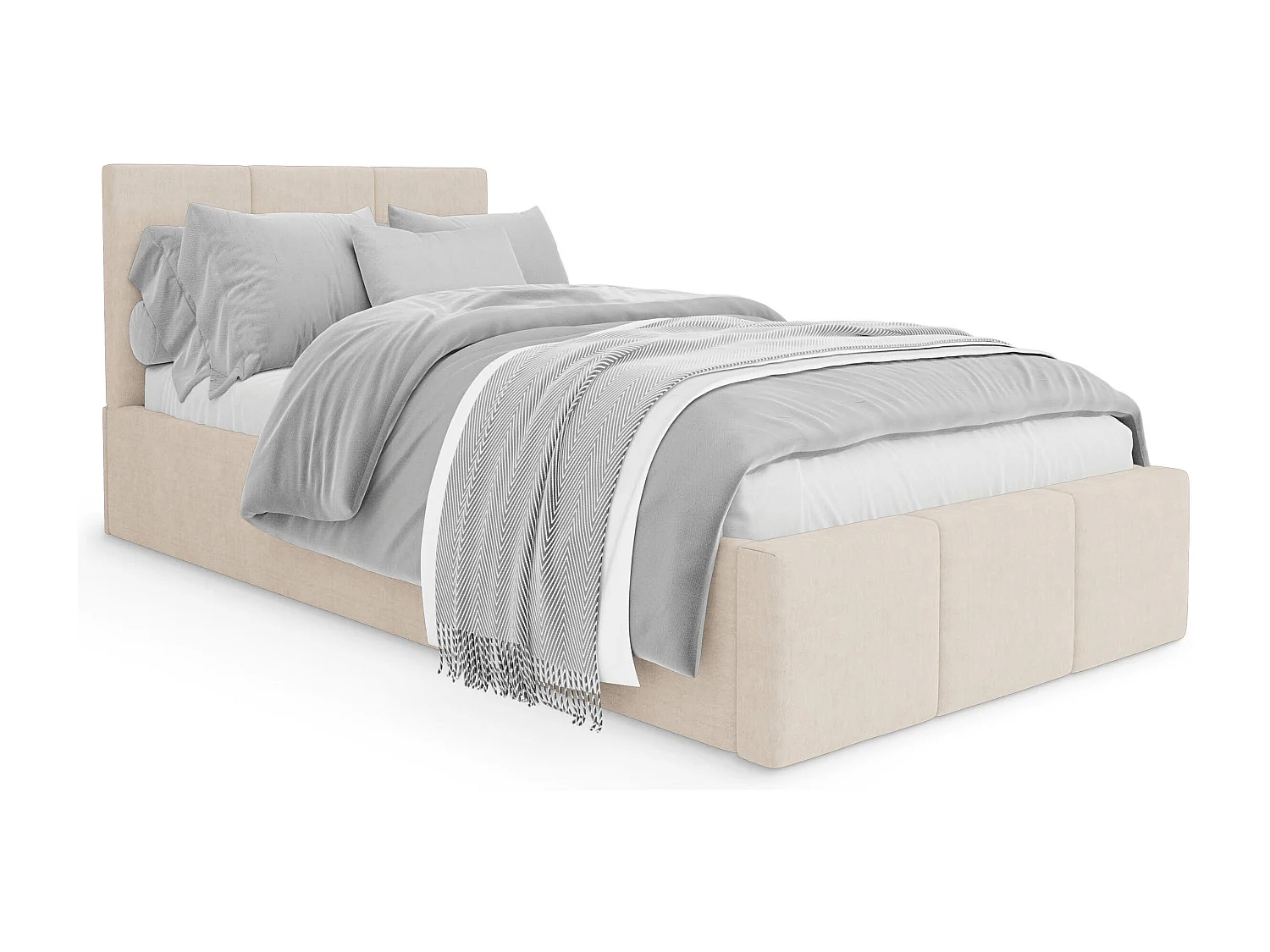 Muralo POLSTERBETT für Schlafzimmer Polsterbett mit Bettkasten und Gasdruckfeder Bett mit Polsterkopfteil Einzelbett 90x200 Bett mit Stauraum Creme