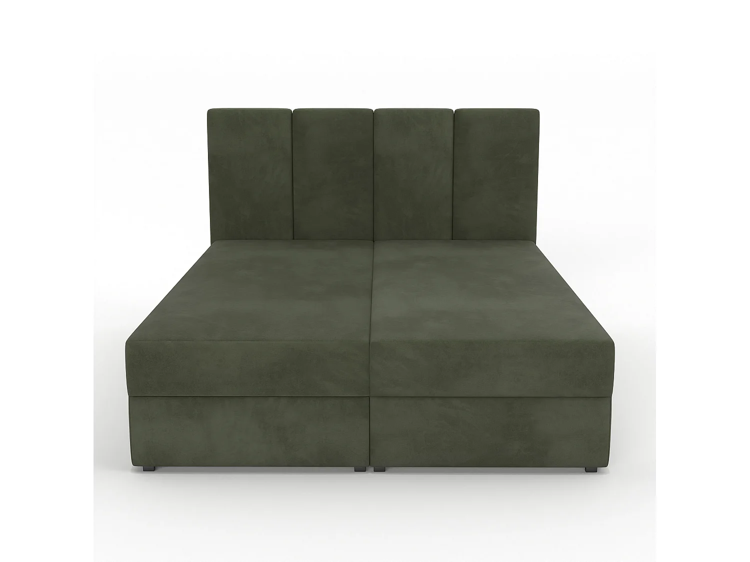 Bed Continentaal 180x200 cm Gestoffeerd Dubbel Met Matras Khaki Velours Magic Velvet