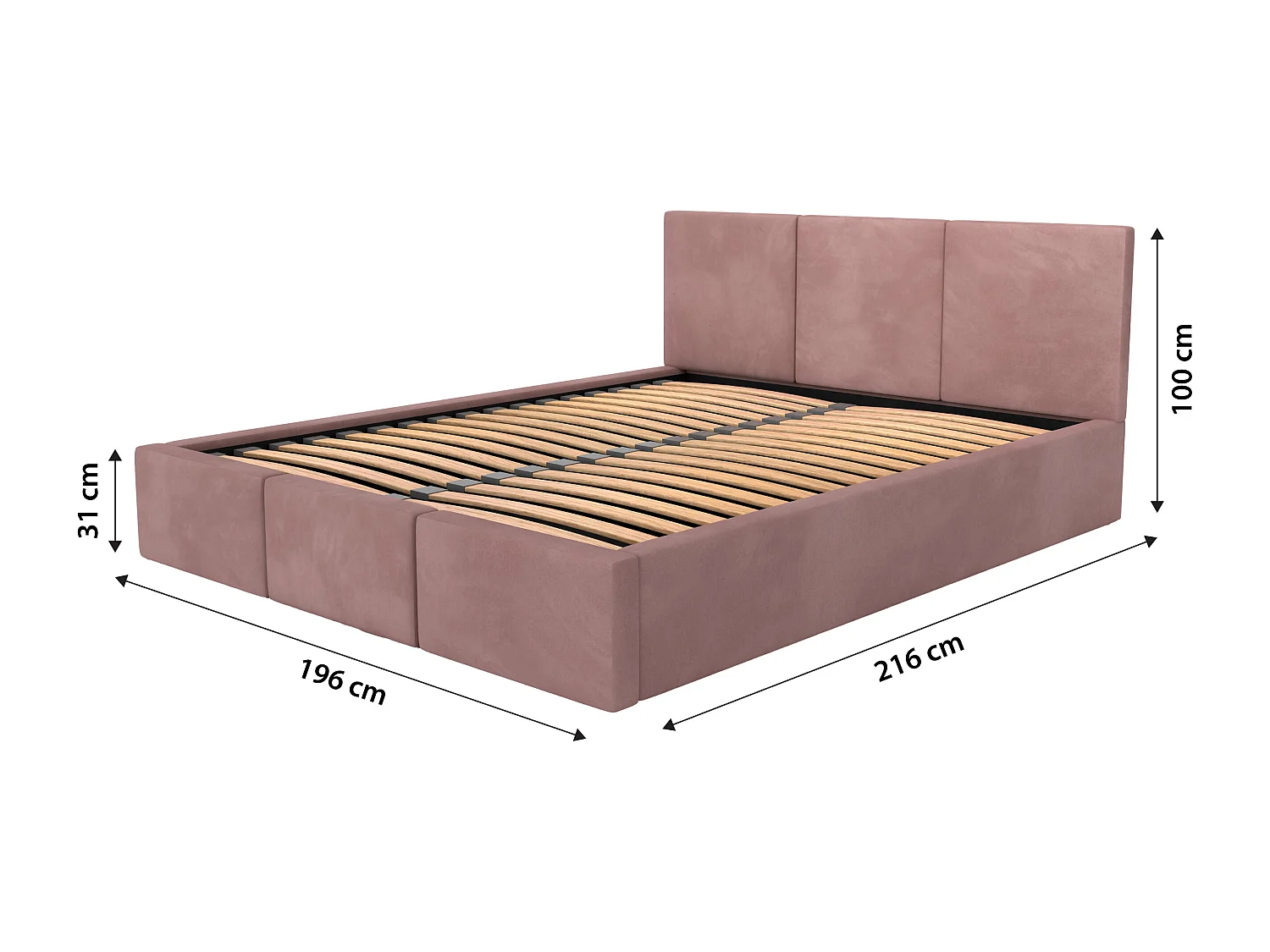 Muralo POLSTERBETT für Schlafzimmer Polsterbett mit Bettkasten und Gasdruckfeder Bett mit Polsterkopfteil Doppelbett 180x200 Bett mit Stauraum Rosa