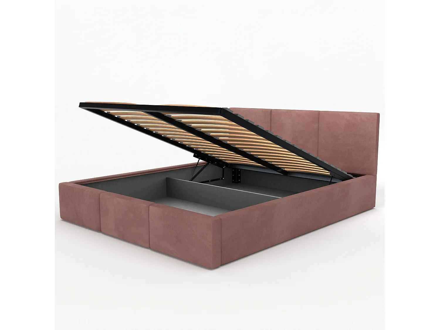 Muralo POLSTERBETT für Schlafzimmer Polsterbett mit Bettkasten und Gasdruckfeder Bett mit Polsterkopfteil Doppelbett 160x200 Bett mit Stauraum Altrosa