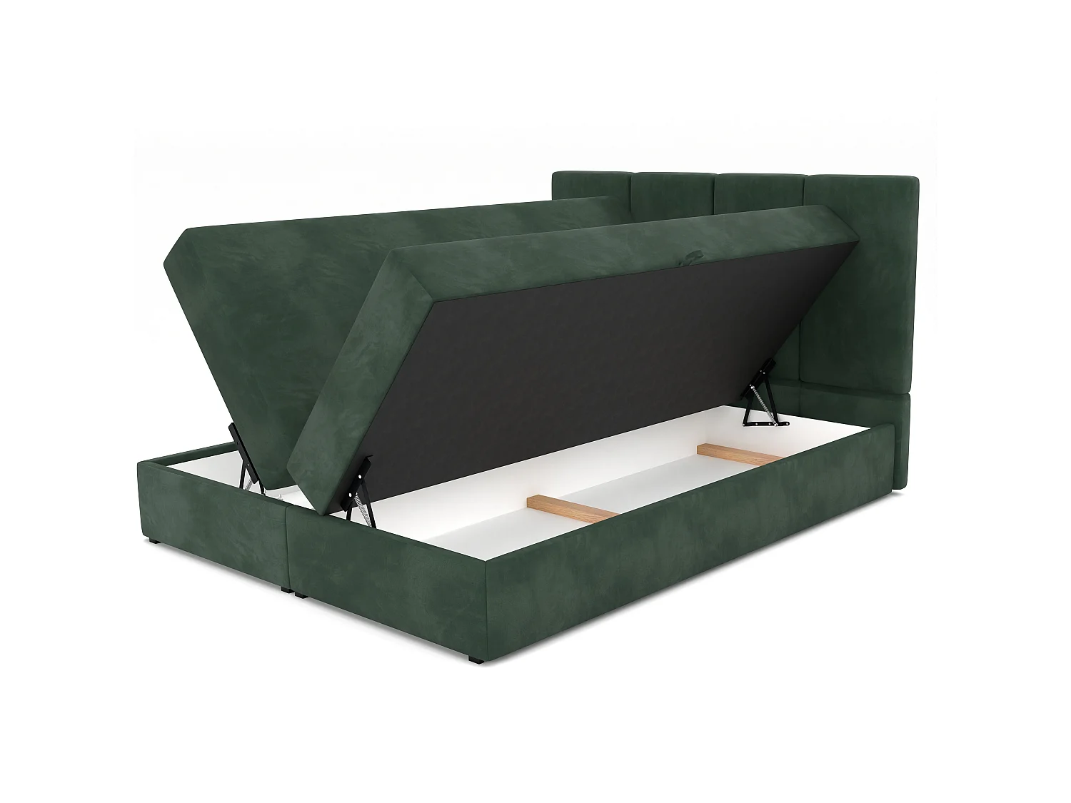 Bed Continentaal 140x200 cm Gestoffeerd Dubbel Met Matras Flessengroen Velours Magic Velvet