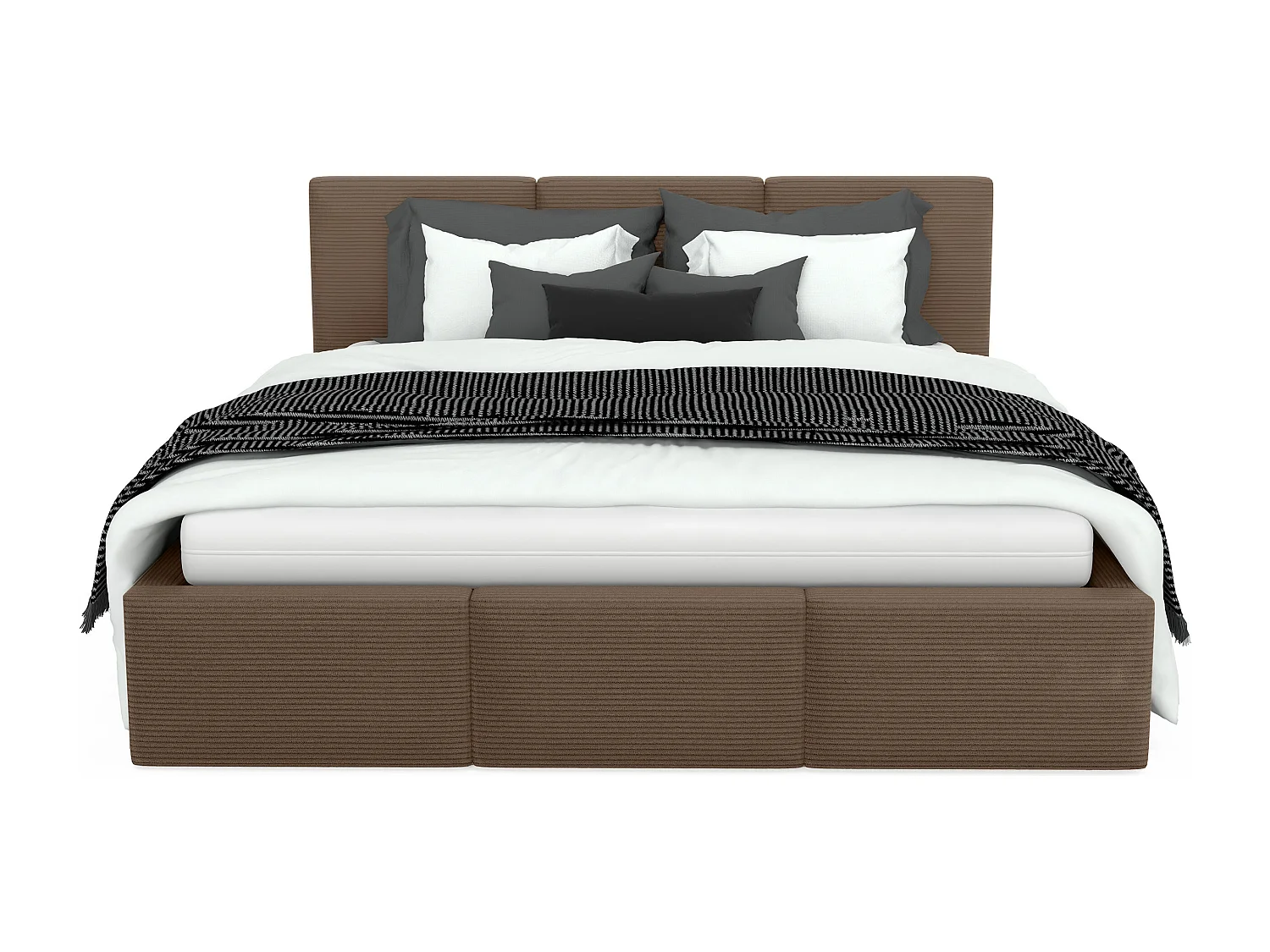 Bed Gestoffeerd 160x200 Cm Dubbel Stof CORD Bruin Voor De Slaapkamer