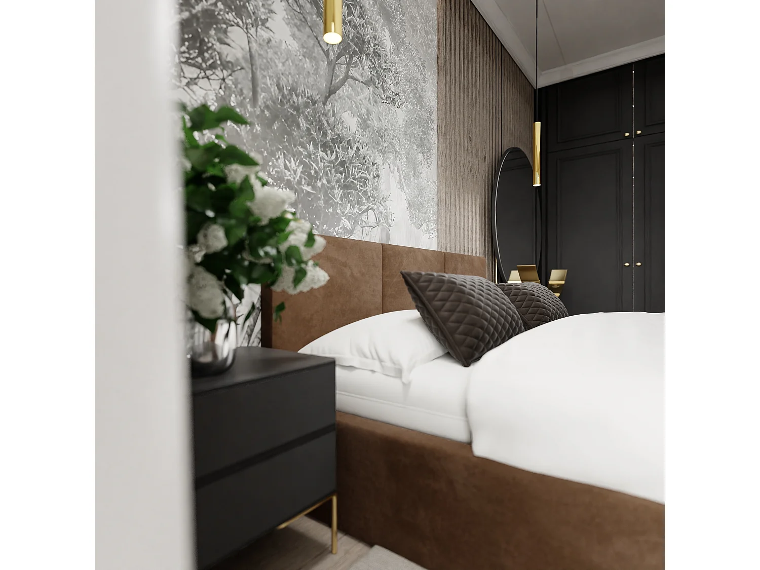 Bed Gestoffeerd 140cm x 200cm Dubbel Met Opbergruimte Bruin Voor De Slaapkamer