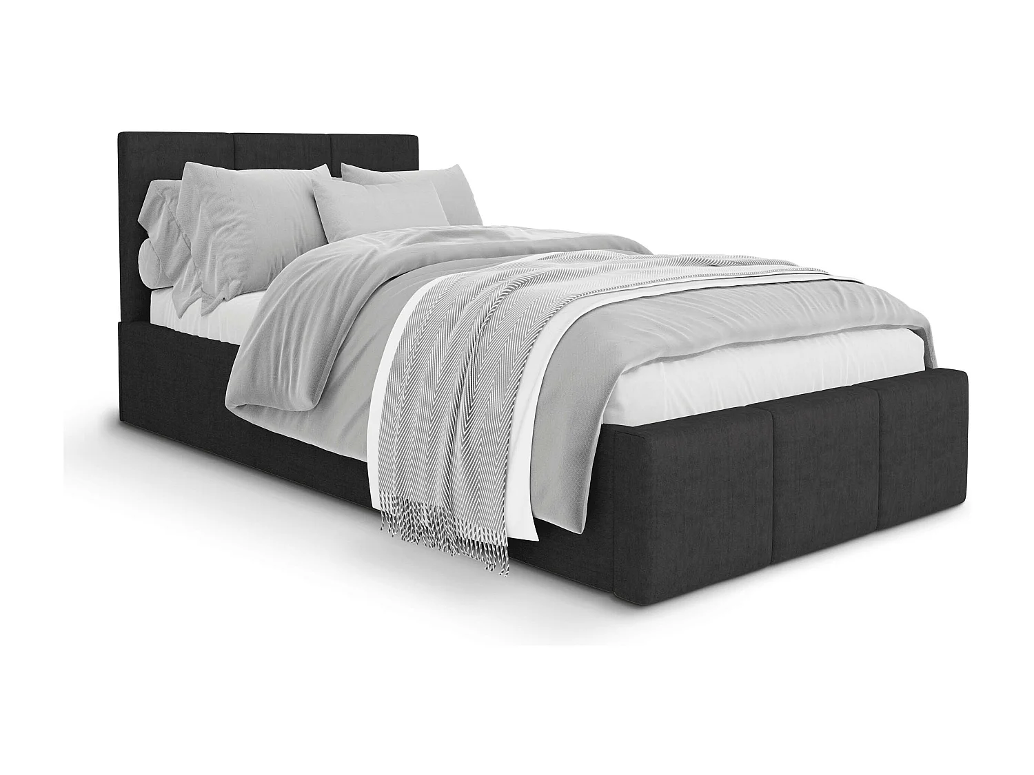 Bed Gestoffeerd 90cm x 200cm Enkel Met Opbergruimte Grafietkleurig