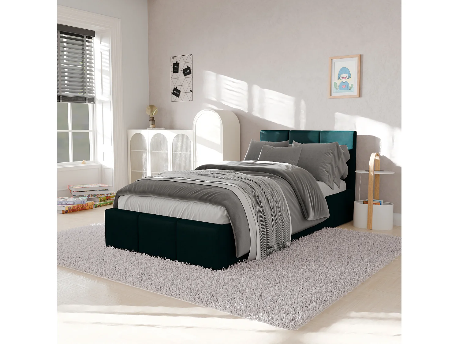 Bed Gestoffeerd 90cm x 200cm Enkel Met Opbergruimte Turkijs